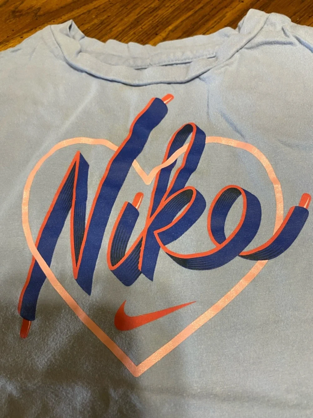 Nike Light Blue Script Tank & Coral and Royal Blue Athletic Shorts - Picture 12 of 13